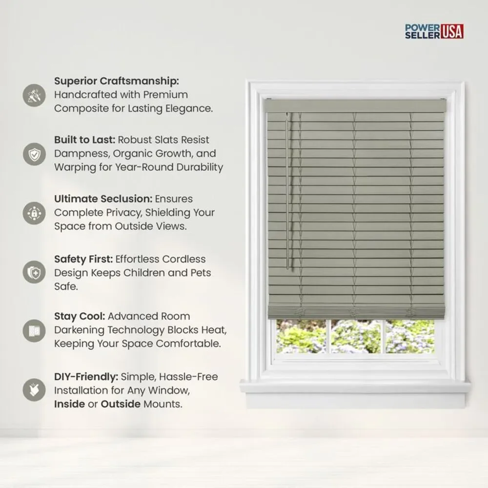 PowerSellerUSA Cordless Window Blinds, Privacy & Room Darkening 2